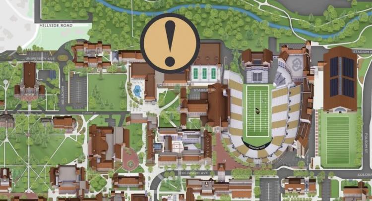 Campus map showing the location of the Rec Center